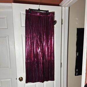 Metallic Pink Pleated Pants